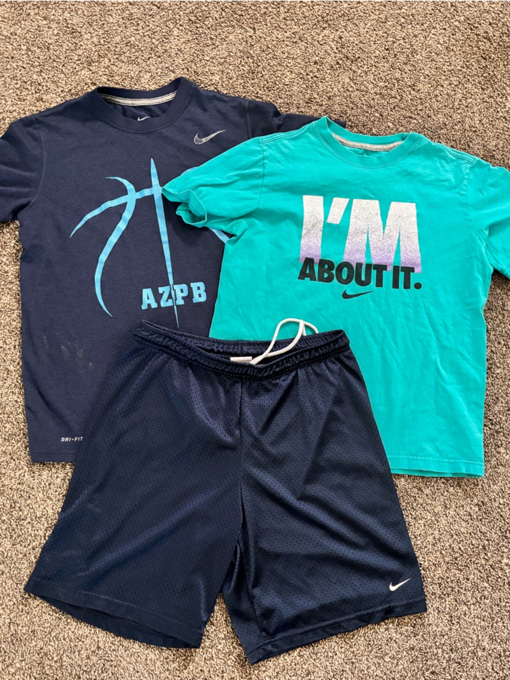 Nike Kids Navy & Teal Athletic Shirt Set with Shorts